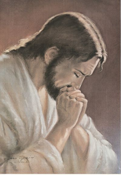Bild: Jesus im Gebet - Gemälde von Carlo Parisi Mailand 1980